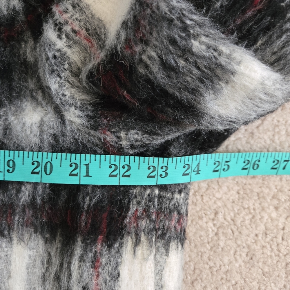 BANANA REPUBLIC Wool/Alpaca/Mohair mock neck coat- Black, White, Red. Size Large - Picture 12 of 13